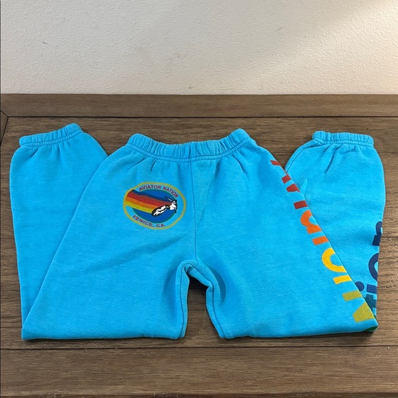 NEW [Aviator Nation] Sweats Casual Sweatpants Joggers in Neon Blue Youth 6 - Picture 5 of 13